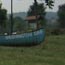 canoes on the grass, waiting for adventure