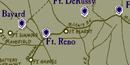 Fort Reno highlighted on histortical map