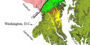 Map of Washington DC, Piedmont Plateau and Atlantic Coastal Plain