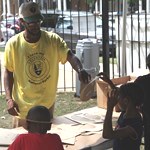 Volunteer working with kids