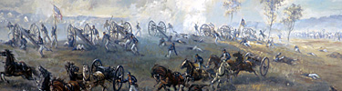 A scene from the First Battle of Manassas.  Painting by Sidney King