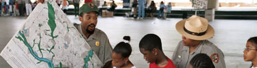Park Rangers with kids at Anacostia Park