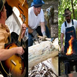 Guitar player wood cutting blacksmith Guitar player wood cutting blacksmith