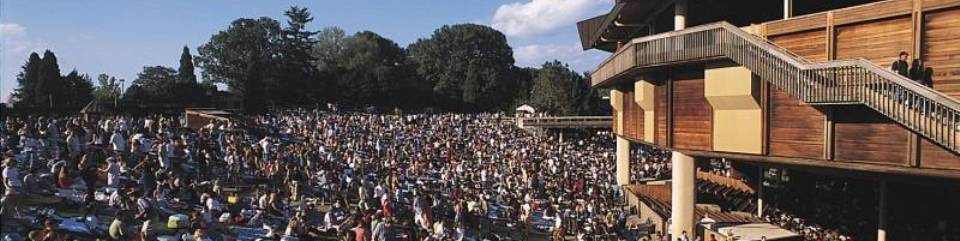 Filene Center lawn filled with patrons
