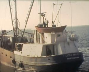 Overview of fishing boat at sea