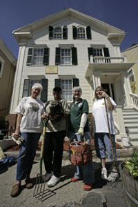 National Park and New Bedford Historical Society volunteers assist with a landscaping project at the Nathan and Polly Johnson house.