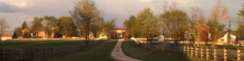 The village of Appomattox Court House from the west, the McLean House is on the right.