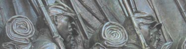 Close up of Robert Gould Shaw Memorial