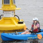 A paddler calls a NOAA buoy to learn about Captain John Smith. A paddler calls a NOAA buoy to learn about Captain John Smith.