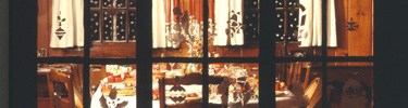Dining room table at Val-Kill decorated for the holidays