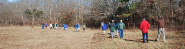 Winter walk through fields of William Floyd Estate.