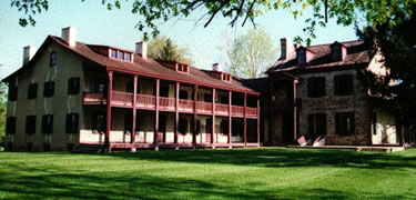 Expansive east porches at Gallatins Friendship Hill home
