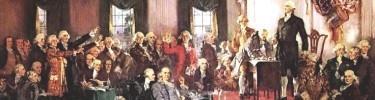 Detail from the painting Scene at the Signing of the Constitution of the United States by Howard Chandler Christy