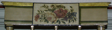 The decoration on a chair reveals the Ridgely's love of gardening