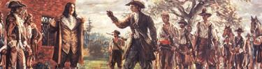 Sidney King painting of Nathaniel Bacon confronting Governor Berkeley