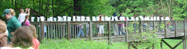 School children helping with memorial program