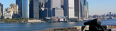 The cannon of Castle Williams on Governors Island face Manhattan and continually surprise the commuters on the Staten Island Ferry