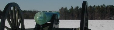 Cannon in the snow at the Taylor House in the Eastern Front