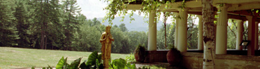 The Pan Garden next to the Little Studio. Mt. Ascutney is in the distance.