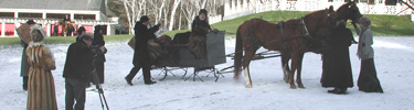 Filming a scene in front of 