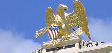 The eagle on the 1819 U.S. Custom House in Salem was carved in 1821