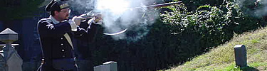 See an artillery demonstration in the historic cemetery of St. Paul's Church