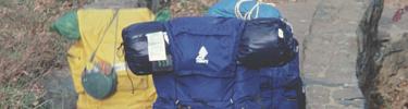 Hikers with backpacks heading off on a backcountry camping trip.