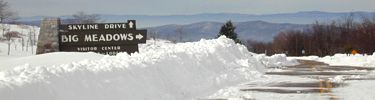 Big Meadows sign after a snow.