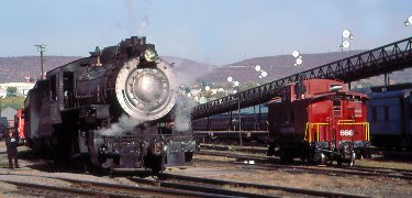 The Baldwin 26, a small steam locomotive, sits in the railroad yard at Steamtown. NPS Photo, Ken Ganz