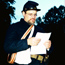 Union Soldier reading a document.