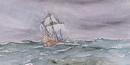 Sailing ship on a stormy sea