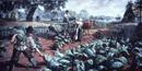 Sidney King painting depicting the harvesting of tobacco crops in 17th century Jamestown