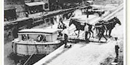 Changing mule teams at a canal lock.
