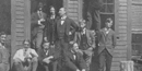 Group of firm members at the employee entrance