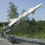 Nike Ajax missile displayed on its launcher