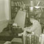 Photo of INHP Historian doing research, circa 1950s. Second Bank of the U.S.