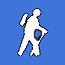 Icon of a hiker on blue background