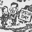A cartoon of President Roosevelt welcoming people to his Oyster Bay home. A cartoon of President Roosevelt welcoming people to his Oyster Bay home.