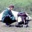 A camper assembles her campsite in Shenandoah's backcountry. A camper assembles her campsite in Shenandoah's backcountry.