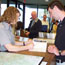 A visitor gets helpful information from a ranger at Byrd Visitor Center. A visitor gets helpful information from a ranger at Byrd Visitor Center.