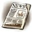 Newspaper icon in black in white