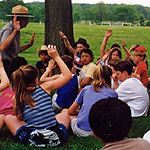Park Ranger conducting the Molding of a Leader program at the Eisenhower Farm.