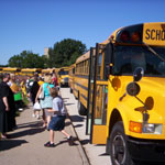 The busses arrive at Fort McHenry.