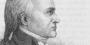 Black and white illustration of Caesar Rodney, in profile Black and white illustration of Caesar Rodney, in profile