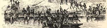 Sketch of Union soldiers crossing Rappahannock River