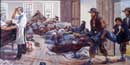Painting depicting Salem Church as a hospital Painting depicting Salem Church as a hospital