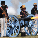 Reenactment with cannon fire. Photo by Ruehlmann