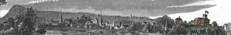 View of Springfield Armory overlooking the city of Springfield, 1855