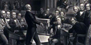 Daniel Webster speaking in the Senate chamber. Daniel Webster speaking in the Senate chamber.