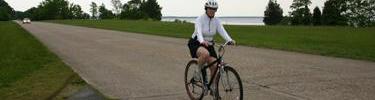 Visitor biking the Parkway